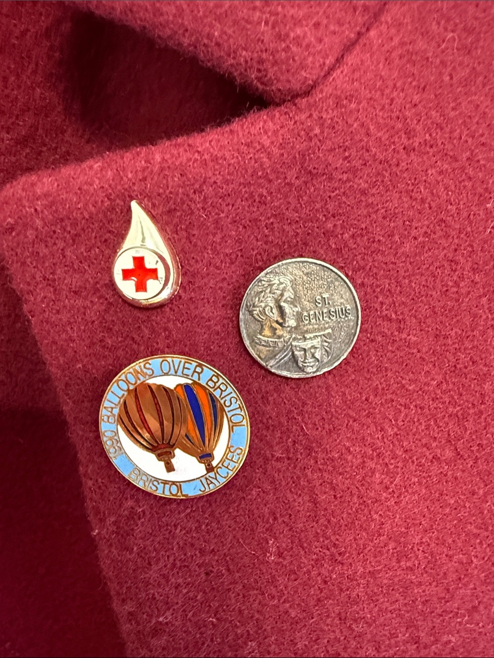 Vintage Pin Lot St Genesius Drama Tie Tack 1990 Bristol Balloon Enamel